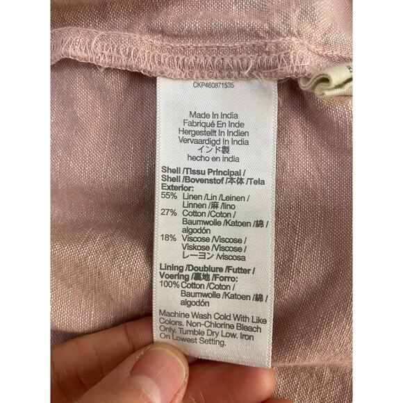 Madewell Lorelei M Dusty Pink Tiered Linen Blend Mini Shift Dress - Picture 5 of 8